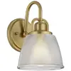 Image de Applique de salle de bain Dublin, laiton naturel, 1xG9x3W, verre, dimensions : 24,6 x 16,5 x 20 cm, IP44, Quoizel