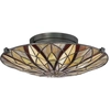 Image de Plafonnier Victory, brun foncé, 2xE27x60W, verre vitrail, dimensions : 15 x 42,1 x 42,1 cm, IP20, Quoizel