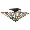 Image de Plafonnier pyramidal Maybeck multicolore 2xE27x60W, verre vitrail, dimensions : 19,6 x 36,7 x 36,7 cm, IP20, Quoizel