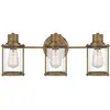 Image de Applique de salle de bain Riggs, laiton vieilli, 3xE27x40W, métal, dimensions : 21,8 x 56 x 17,9 cm, IP44, Quoizel