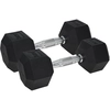 Image de Urban Fitness Haltère court PRO - Revêtu de caoutchouc (paire) noir - 10kg