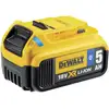 Image de Batterie de rechange DCB184B-XJ DeWALT - Batterie Bluetooth 18 V / 5 Ah Li-Ion XR - Batterie coulissante robuste pour toutes les applications de chantier