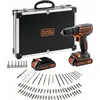 Image de Perceuse-Visseuse sans fil 18V dans malette avec 2 batteries 1,5 Ah et chargeur + 80 accessoires BLACK+DECKER BDCDC18BAFC-QW