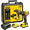 Image de Perceuse visseuse Brushless 18V 80Nm Gamme V20 STANLEY Fatmax SFMCD720D2K-QW avec 2 Batteries Li-Ion 18 V 2,0 Ah, 1 Chargeur et 1 Malette de Transport