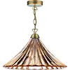 Image de Dar Ardeche - Grande Suspension Dome En Verre Ambré Et Laiton Antique, 1x E27