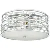 Image de Dar Seville - Plafonnier Cylindrique Affleurant Chrome Poli & Cristal Avec Diffuseur, 3x E27