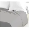 Image de Drap Plat 100% Coton Lovely Home Gris Clair 240x300 Cm 54 Fils Oeko-tex