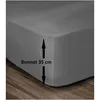 Image de Les Tendances   Drap Housse 100% Coton 160x200cm   Bonnet 35cm   Spécial Matelas Épais   Gris Foncé