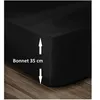 Image de Les Tendances   Drap Housse En Coton Noir 35 Cm   Bonnet Adapté Pour Matelas Épais   Confort Optimal Avec Densité 54 Fils   Lavable En Machine À 40°c