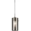 Image de Suspension Duo 2 - 1l Argent Satiné Avec Double Verre Diffuseur Extérieur Fumé, Intérieur Givré E14 60w Maxi
