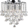 Image de Dorchester, Luminaire à 4 flammes à ras du plafond, Chrome Avec Boutons En Cristal Clair & Gouttes Pyramidales