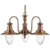 Image de Pêcheur, Plafonnier 3 Flammes, Cuivre Avec Abat-jour En Verre Peint, Clair Dimmable