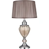 Image de Lampe de table, tissu, acier, aspect chromé, verre, ambre