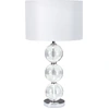 Image de Lampe de table, chrome, abat-jour textile blanc, H 58 cm