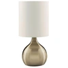 Image de Lampe de table moderne en optique laiton, abat-jour en tissu, variateur d'intensité tactile, E14 max. 40W, hauteur 29cm Lampe de table Lampe de chevet