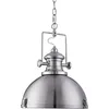 Image de Searchlight - Suspension Industrielle Louisiana 1l Métal Argent Satiné, Diffuseur Claire E27 60w Diamètre 31cm