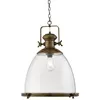 Image de Industrial - Luminaire Suspendu À 1 Dôme En Laiton Antique Avec Diffuseur En Verre Transparent, E27 - Searchlight
