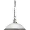 Image de Bistro Suspension à 1 flamme nickel mat Abat-jour en verre blanc avec suspension à chaîne