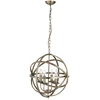 Image de Orbit 4-flamme cage cadre boule suspension, laiton antique