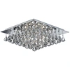 Image de Hanna, lampe carrée à 6 flammes à ras du plafond, chrome, cristaux clairs en forme de pyramides