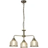 Image de Bistro II Lampe à suspension rétro à 3 flammes 56cm laiton antique Abat-jour en verre strié