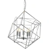 Image de Cube Lampe suspendue à 5 flammes, cadre géométrique en forme de cube, chrome