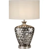 Image de Network Grande Lampe de Table, Base Découpée Chrome Avec Abat-jour Ovale Blanc