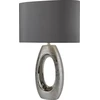Image de jolie lampe de table Artisan chrome abat-jour textile gris hauteur 61cm