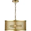 Image de Searchlight - Suspension 3l E27 3x60w Max, Métal Maille Doré Mat Fishnet Forme Tambour.