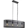 Image de Searchlight - Suspension Noir Mat Fishnet 4l Ovale E27 4x60w Maxi Long 91cm Haut 150cm