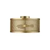 Image de Searchlight - Plafonnier Fishnet 3l Drum Métal Doré Mat Et Effet Maille E27 3x60w Maxi Diamètre 45cm Hauteur 21cm
