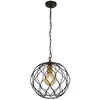 Image de Finesse Lampe à suspendre à 1 flamme ronde 31,5cm noire avec douille dorée