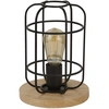 Image de 1Lt Lampe De Table Cage, Noir Mat Avec Bois