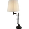 Image de 1Lt Lampe À Poser Orientable, Noir Mat, Abat-Jour En Lin Naturel