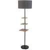 Image de Lampadaire, bois, acier tissu, gris noir, H 163 cm
