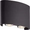 Image de Searchlight Shadows Applique Murale Extérieure Led Intégrée, Éclairage Haut Et Bas, Aluminium Noir Ip44, 1,25 W, 3000 K