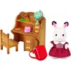 Image de Jeu de rôle enfant Sylvanian Families 5016 Set bureau Lapin Chocolat Soeur avec accessoires Bureau, chaise, globe, sacoche, papeterie - Neuf