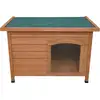 Image de Niche pour chien en bois de sapin - Petite niche pour chien, abri pour animaux 58 x 86 x 63 cm - Intérieur/extérieur - Toit en feutre incliné et rabattable - Fond amovible - Pieds de 5 cm - Portes à battants - Résistante aux intempéries - Nettoyage facile