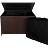 Image de Coffre à coussins en rotin 582L et sac de transport imperméable | Coffre d'extérieur pour grands coussins, couvertures, outils et jouets | Avec structure en acier, couvercle à vérin à gaz et roulettes | Résistant aux UV et aux intempéries [Marron]