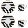 Image de Mikasa Luxe Deco Set de Tasse et soucoupe de Espresso en porcelaine, 2x tasses à espresso de et soucoupes avec impression géométrique, tasses de café de 100ml - En boîte de cadeau et lavable au lave-vaisselle.