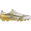 Image de Chaussures de football Mizuno Alpha Elite MD FG, couleur blanc, or et noir, taille 45