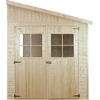 Image de Abri de jardin en bois (sans mur latéral) - débarras avec fenêtres - H244x211x416 cm/8 m2 Abri shiplap en bois naturel - Atelier de jardin - TIMBELA M340