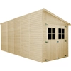 Image de Abri de jardin en bois (avec paroi latérale) - débarras avec fenêtres - H244x216x514 cm/10,2 m2 Abri shiplap en bois naturel - Atelier de jardin-TIMBELA M341A