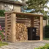 Image de Bois Etagère à bois de chauffage - 4,3 m3 - L146xL232xH199 cm - Etagère à bois de cheminée extérieure - Support à bois pour jardin - Conteneur à vélos / Remise - Toit imperméable - TIMBELA M202