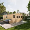 Image de Abri de jardin en bois AVEC SOL IMPRIMÉ - débarras avec fenêtres - H246 x 418 x 522 cm/ 20 m² Abri en bois naturel Shiplap - TIMBELA M333+333G
