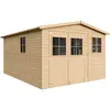 Image de Abri de jardin en bois AVEC SOL IMPRIMÉ - débarras avec fenêtres - H226x418x320 cm/12 m² Abri en bois naturel Shiplap - atelier de jardinage