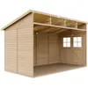 Image de Abri de jardin en bois (sans mur latéral) AVEC SOL IMPRIMÉ - débarras avec fenêtres - H244x211x416 cm/8 m2 - Atelier de jardin-TIMBELA M340+M340G