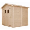 Image de TIMBELA Abri de jardin en bois AVEC SOL IMPRIMÉ - débarras avec fenêtres -H228x222x233 cm/4,2 m² Abri en bois naturel Shiplap - M351+M351G