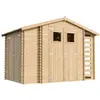 Image de Maison en bois Maison de jardin avec abri pour bois de chauffage TIMBELA M389+M389G - avec plancher Imprégné L328xL206xH218 cm/ 3,53 + 0,97 + 0,97 m2 - Toit imperméable