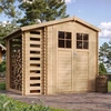 Image de Abri de jardin avec étagère pour bois de chauffage en bois 4,47 m2 - Porte verrouillable de haute qualité - L206xL272xH218 cm - TIMBELA M386F